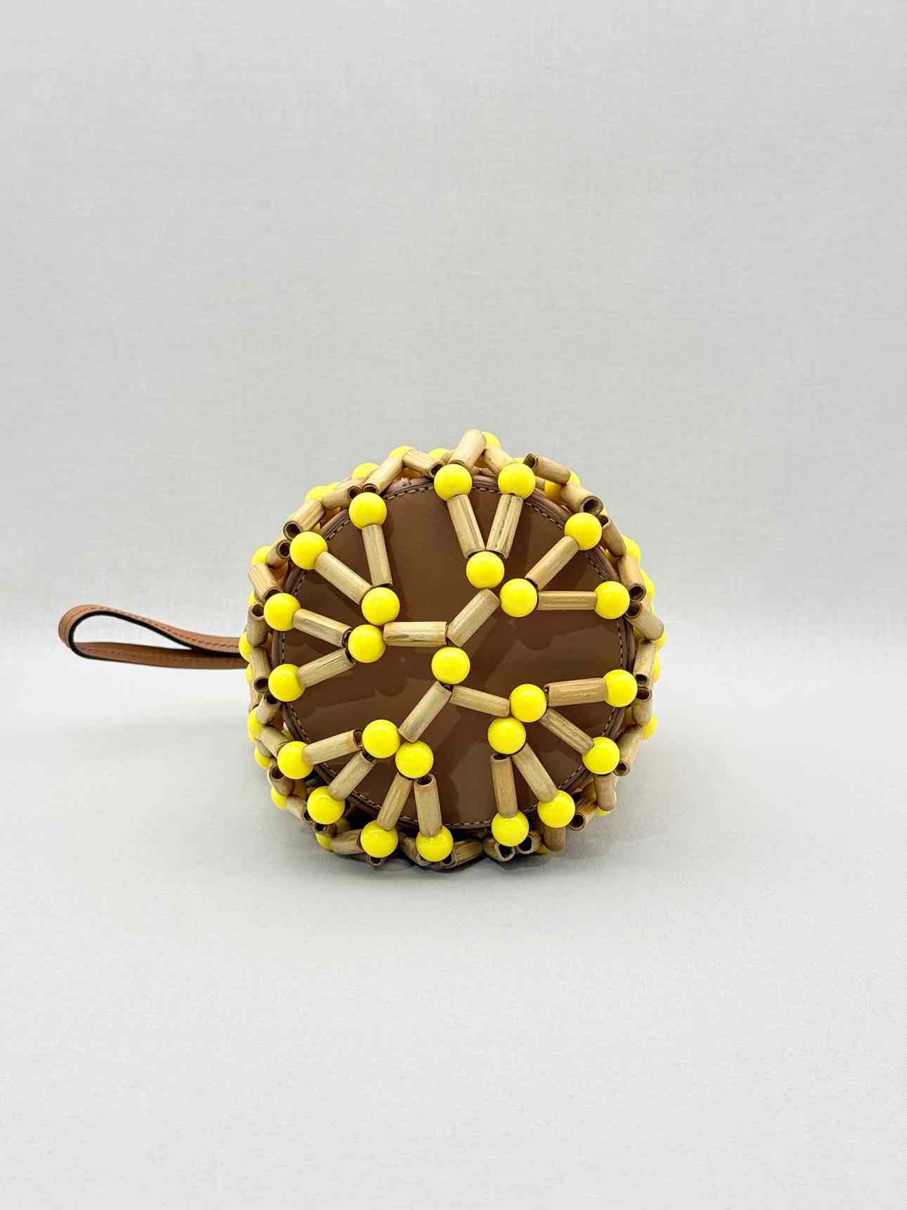 WAI WAI RIO Fefi Brown & Yellow Beaded Bucket Bag
