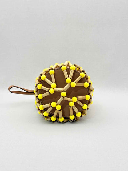 WAI WAI RIO Fefi Brown & Yellow Beaded Bucket Bag