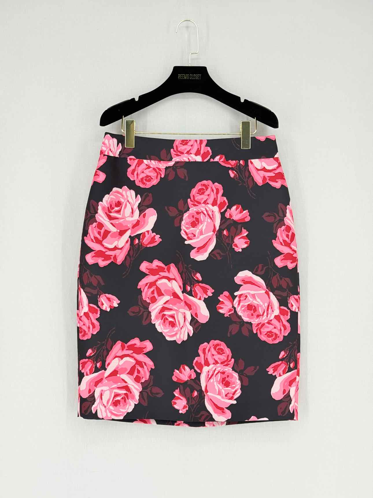 KATE SPADE Black & Red Rose Print Size US 10 Mini Skirt