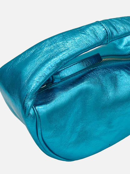 BY FAR Cush Metallic Blue Shoulder Bag