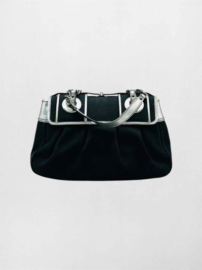 FENDI B Black & Silver Shoulder Bag