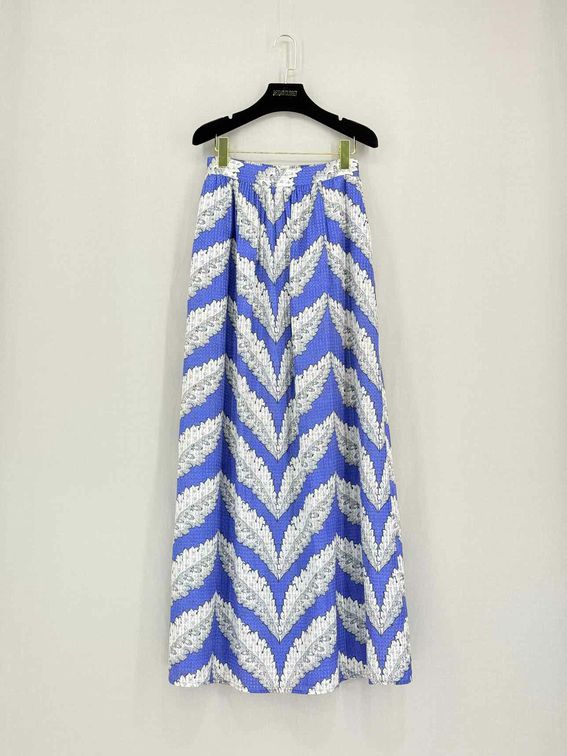 PAUL & JOE Blue & White Printed Size US 4 Long Skirt