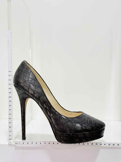 JIMMY CHOO Black Croco Embossed Size EU 40 Pumps