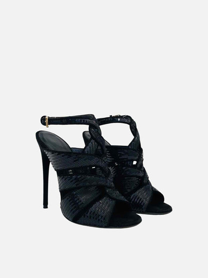 TOM FORD Ankle Strap Black Heeled Sandals 37