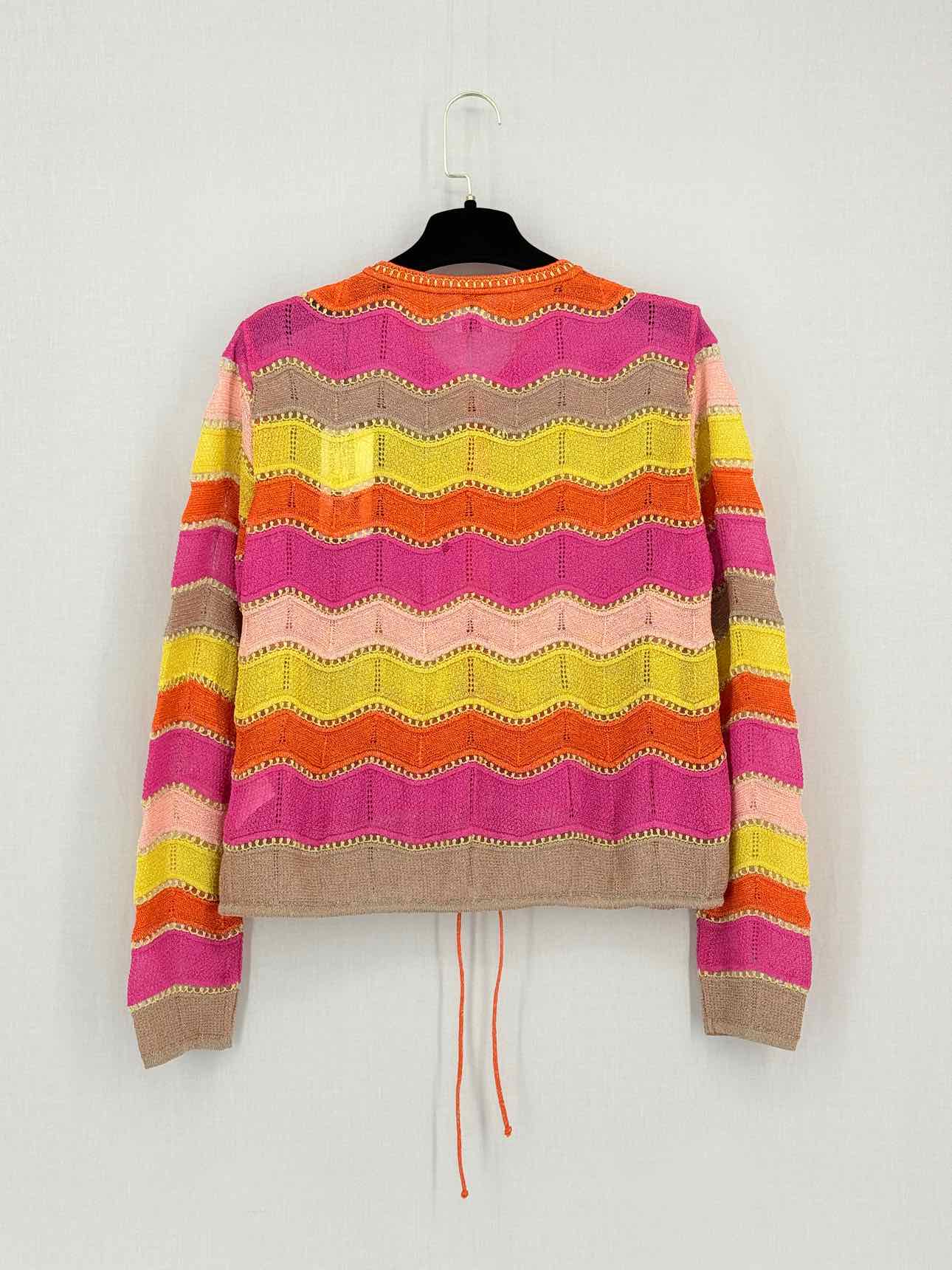 M MISSONI Pink Multicolor Chevron Size US 8 Cardigan