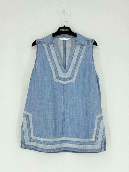 TRINA TURK Blue & White Size Large Tunic