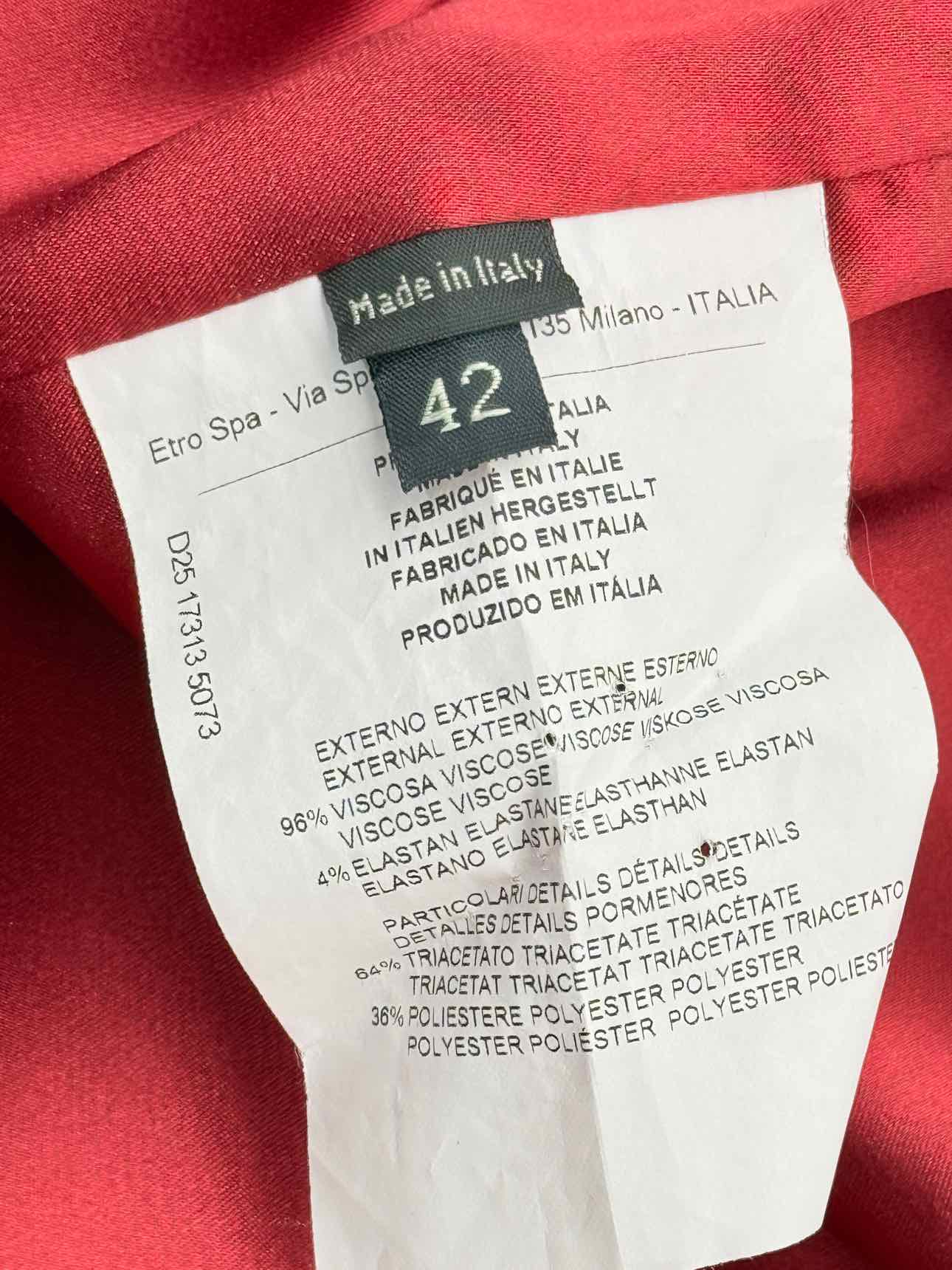 ETRO Burgundy Multicolor Size US 6 Blazer