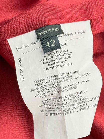 ETRO Burgundy Multicolor Size US 6 Blazer