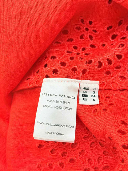 REBECCA VALLANCE Portia Red Size US 2 Midi Dress