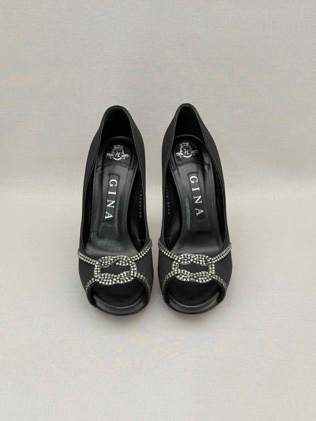 GINA Black Crystal Embellished Size EU 38.5 Pumps
