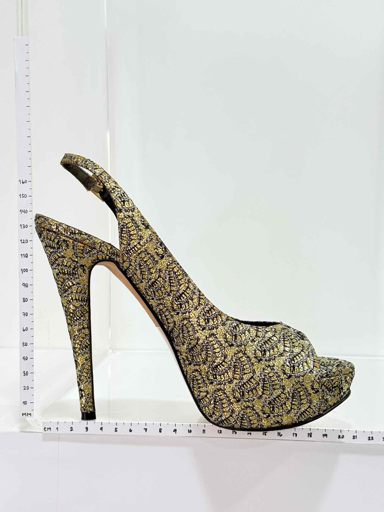 GINA Gold & Black Embroidered Size EU 39.5 Pumps