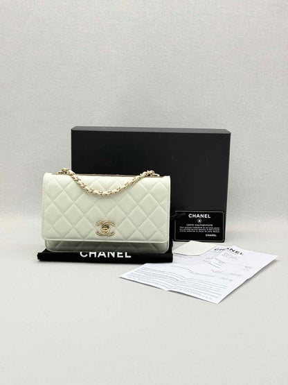 CHANEL Trendy CC WOC White Quilted Shoulder Bag