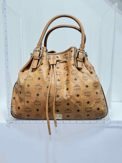 MCM Visetos Tan Monogram Shoulder Bag