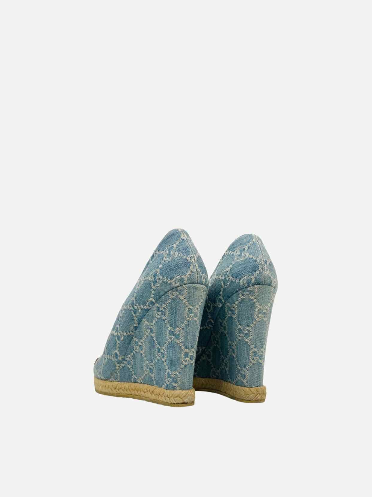 GUCCI Charlotte Horsebit Blue GG Size EU 40.5 Wedges