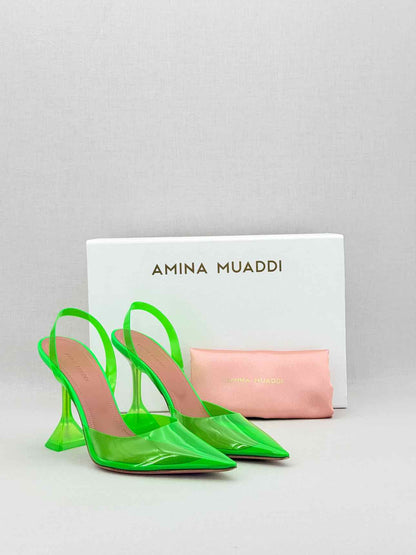 AMINA MUADDI Holli Glass Green Size EU 39 Slingbacks