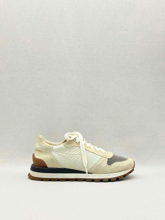 BRUNELLO CUCINELLI Cream & Grey Size EU 38.5 Sneakers