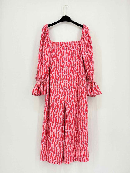 ATELIER 1756 Red Multicolor Size Medium Midi Dress