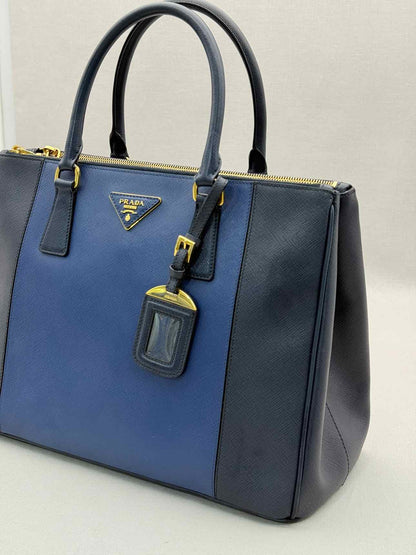 PRADA Double Zip Navy Blue Tote Bag