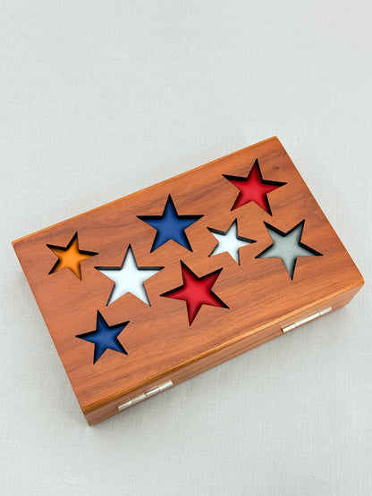 LINA BRAX Brown Multicolor Star Clutch