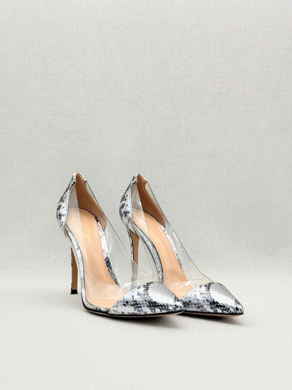 GIANVITO ROSSI Plexi Snakeskin Print Size EU 40.5 Pumps