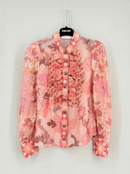 ZIMMERMANN Concert Pink Floral Size Medium Blouse