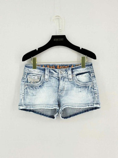 ROCK REVIVAL Pecola Faded Blue Size 25 Shorts