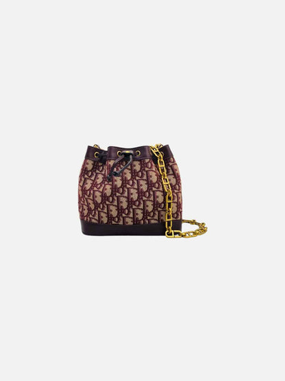 DIOR Bucket Bag Burgundy Oblique Bucket Bag