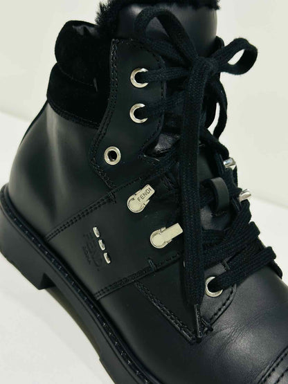 FENDI Fur Trim Black Size EU 39 Ankle Boots