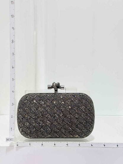 BOTTEGA VENETA Crystal Knot Silver & Black Clutch