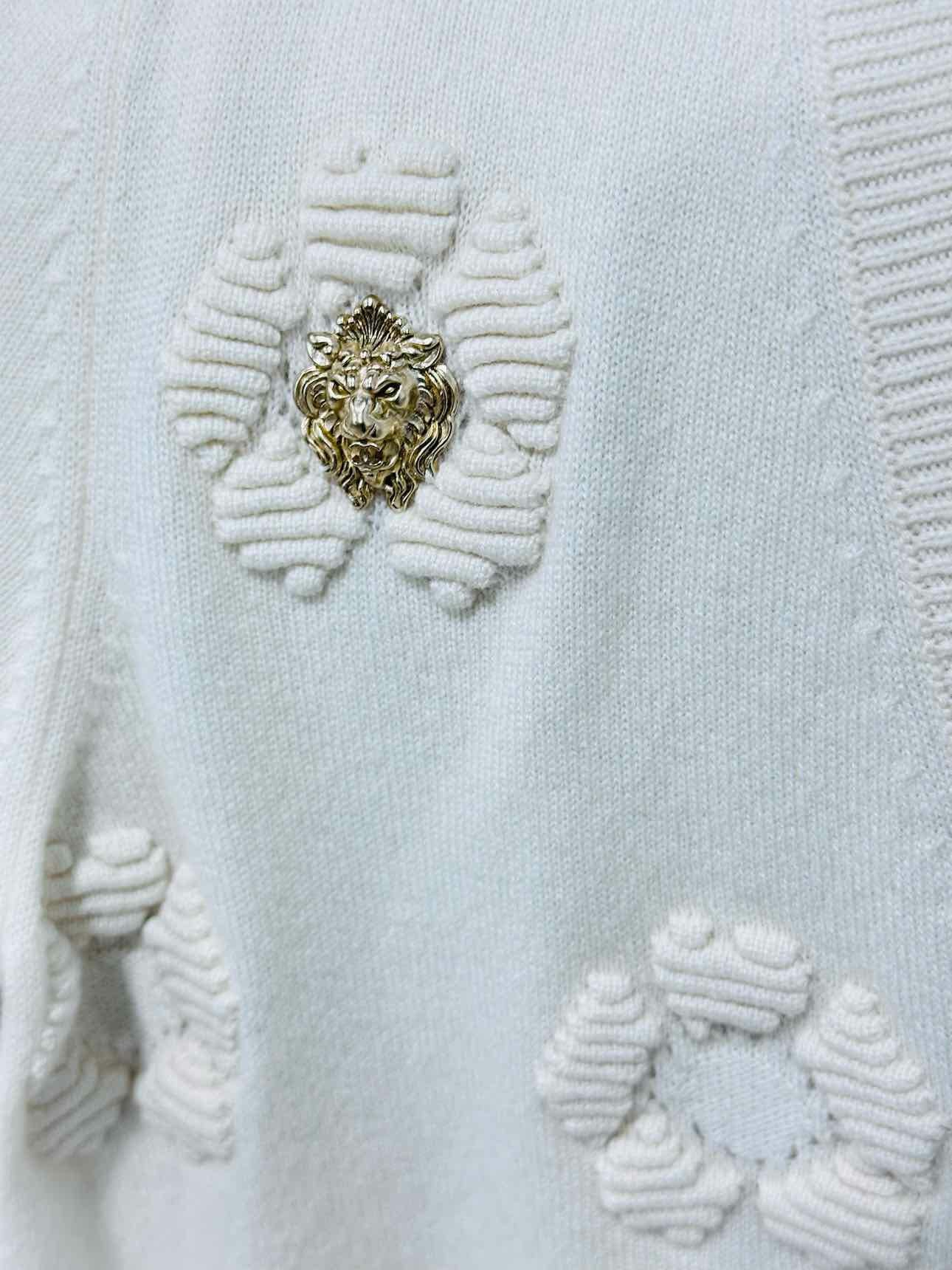 CHANEL Lion Embellieshed Cream Size US 6 Jumper