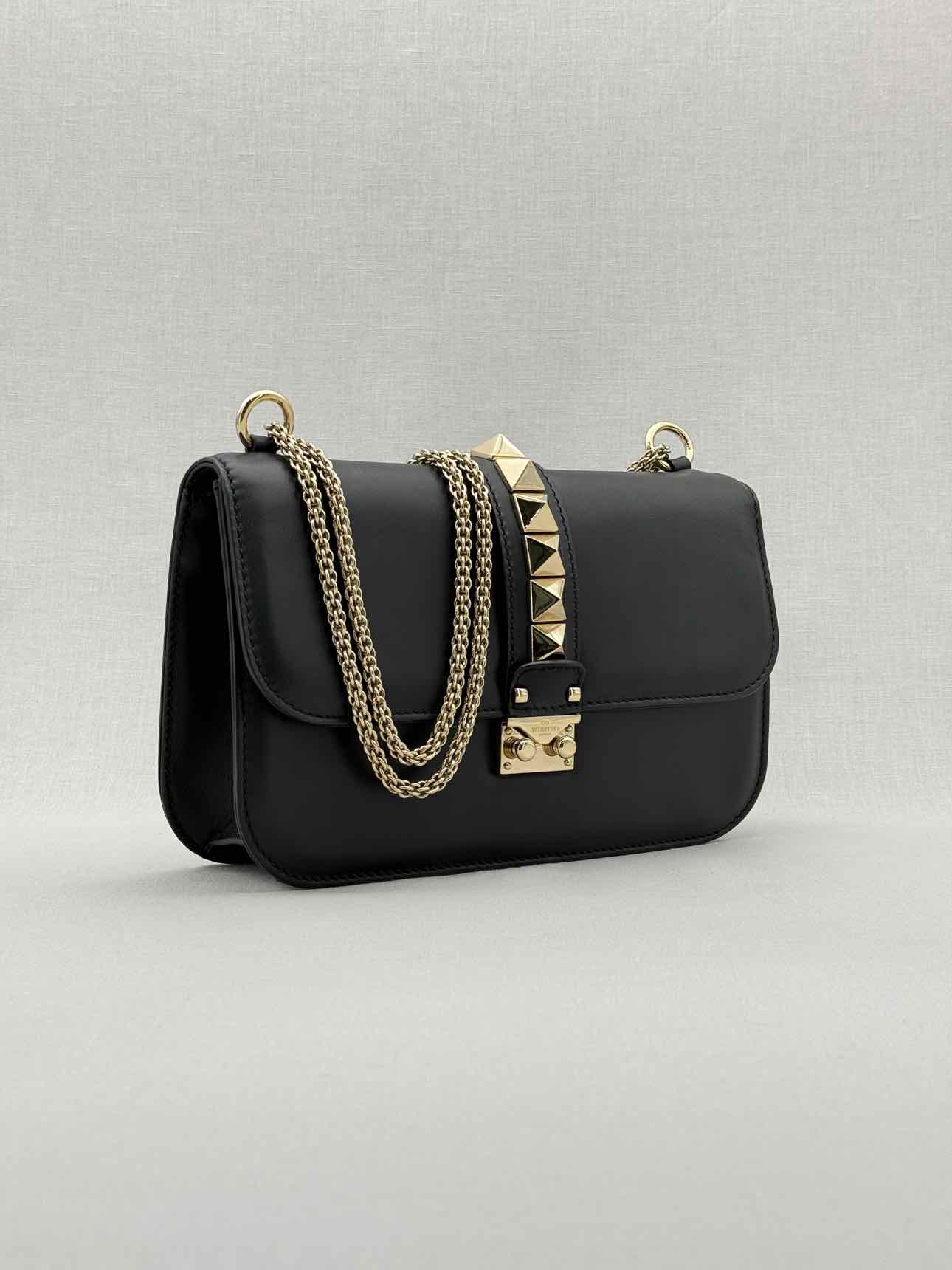 VALENTINO GARAVANI Glam Lock Black Shoulder Bag