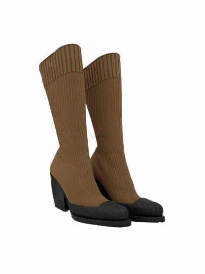 CHLOE Rylee sock Brown w/ Black Mid Calf Boots 38