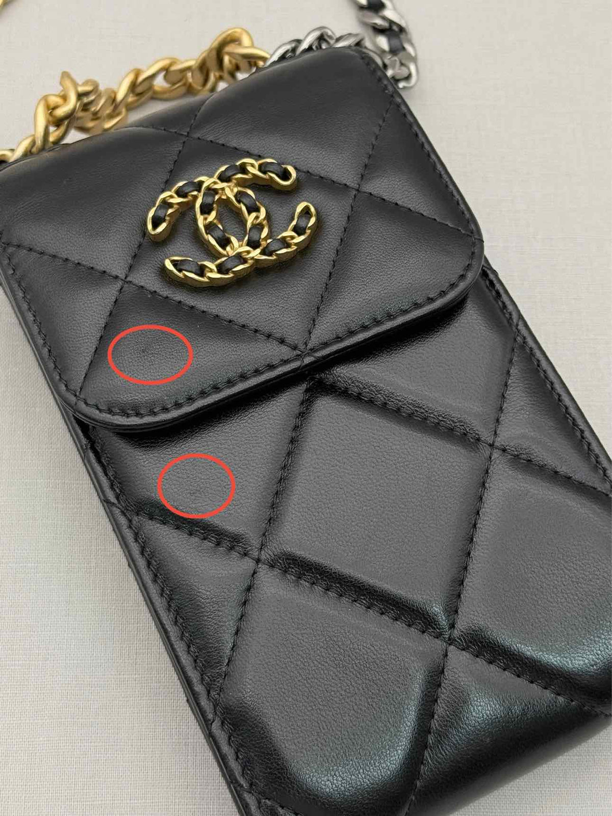 CHANEL Black Quilted Phone case