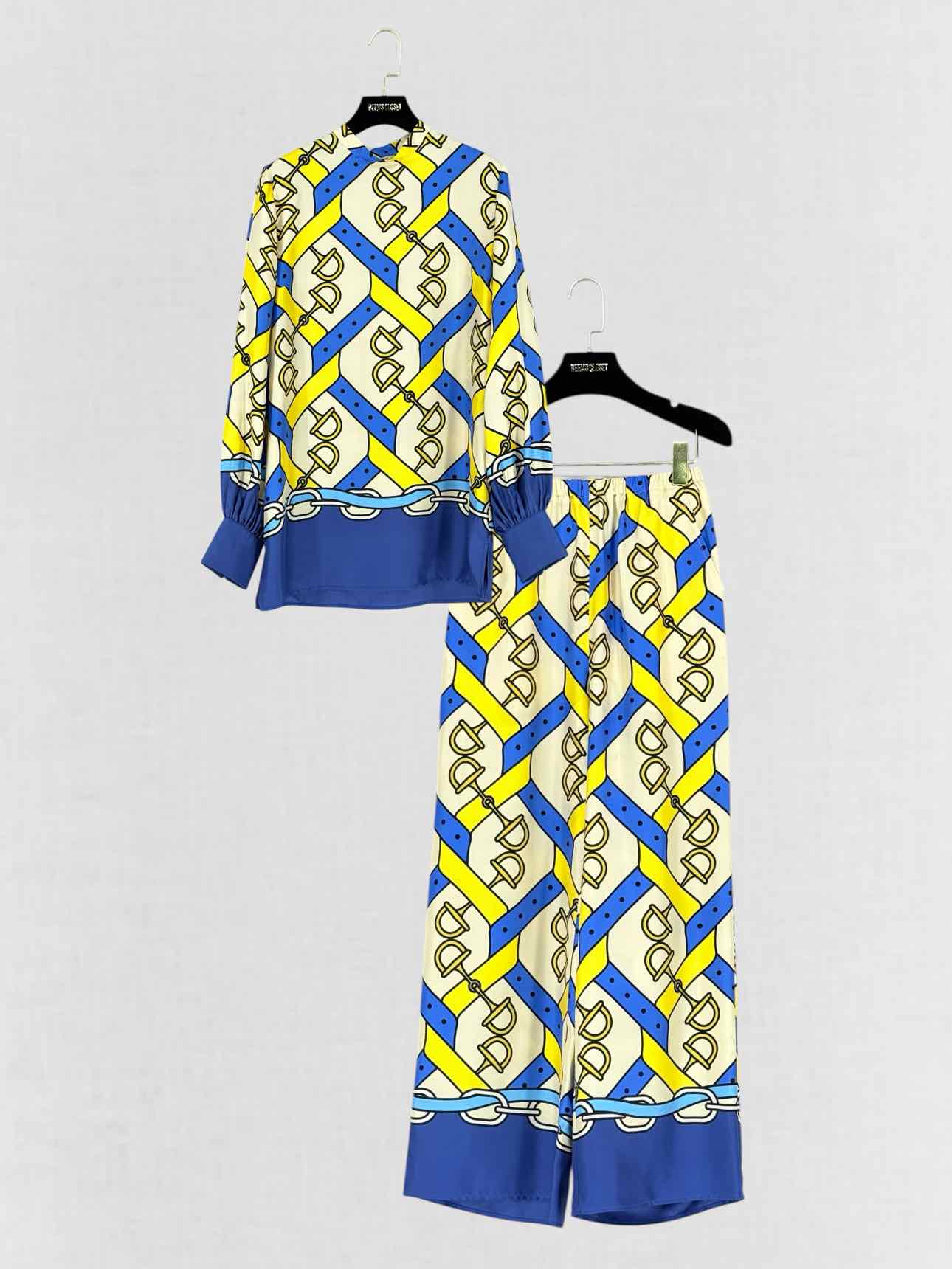 GUCCI Blue Multicolor Print Size US 0 Outfit Set
