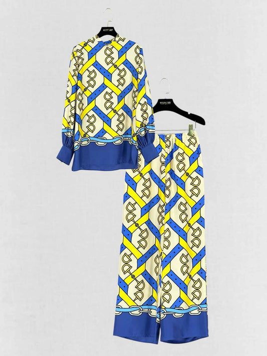 GUCCI Blue Multicolor Print Size US 0 Outfit Set