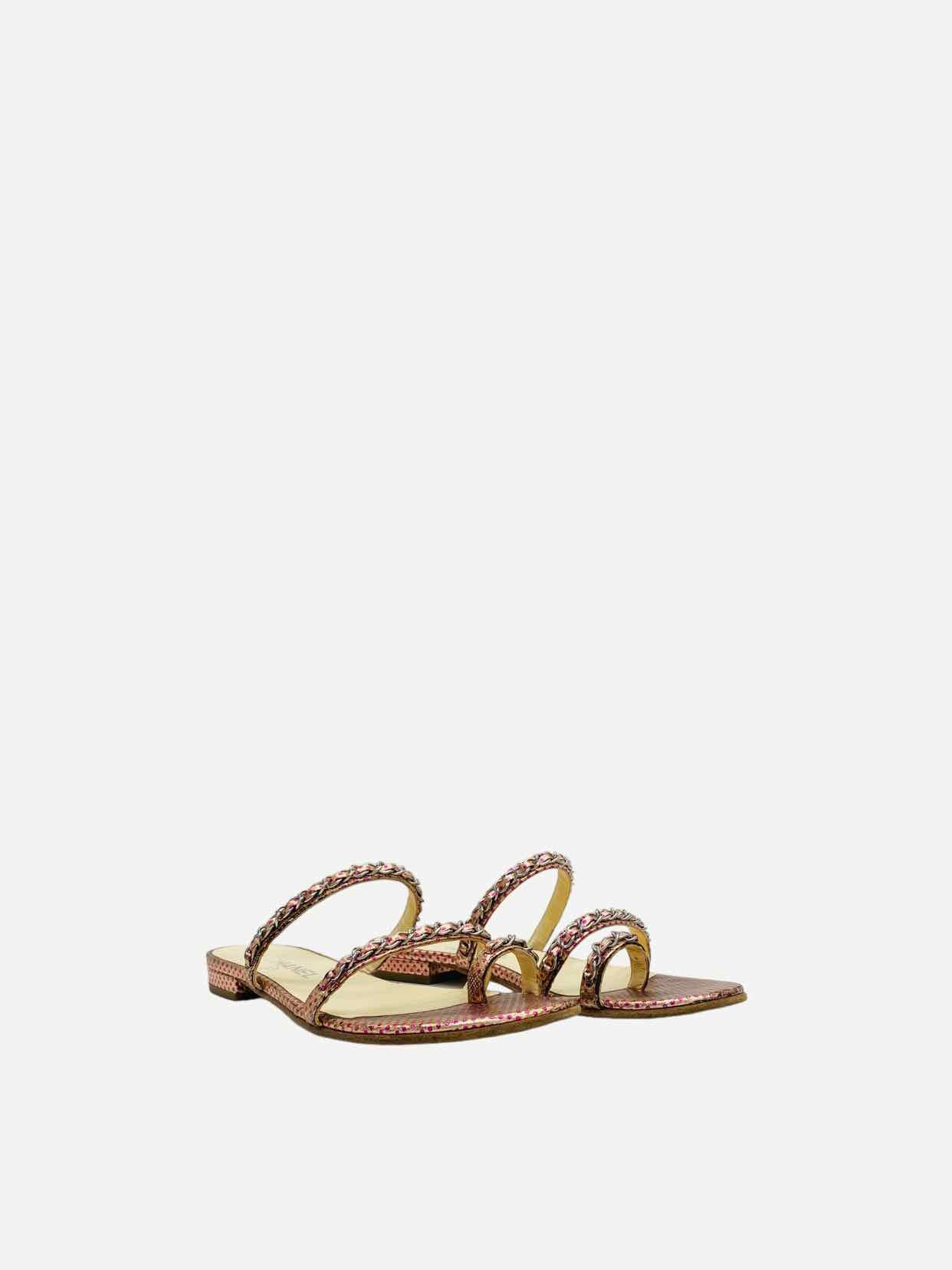 CHANEL Metallic Pink Sandals 37.5