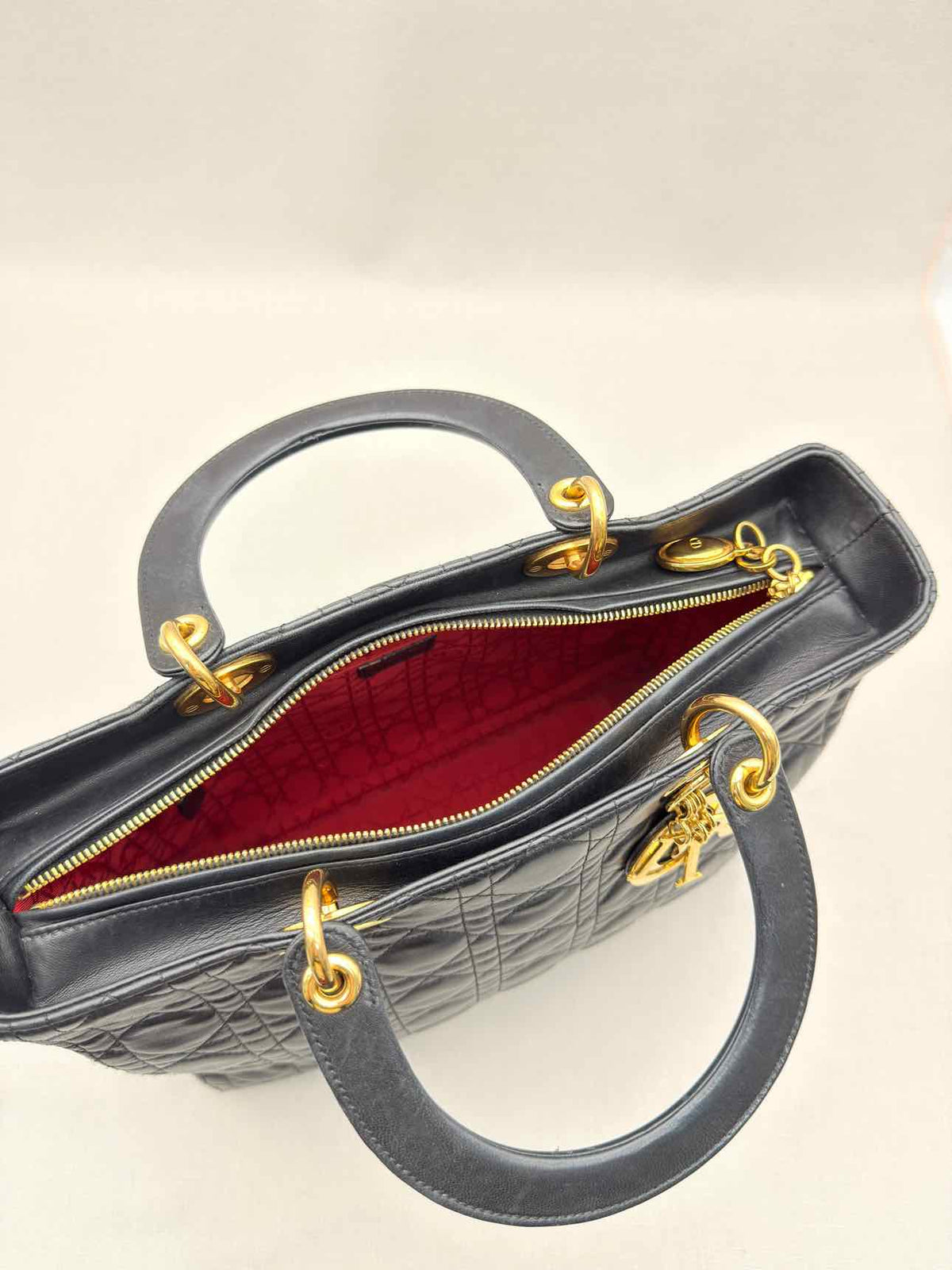 CHRISTIAN DIOR Lady Dior Black Cannage Top Handle