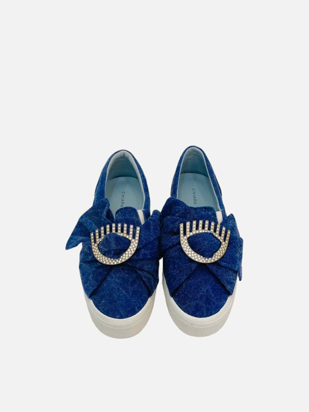 CHIARA FERRAGNI Slip On Blue Size EU 36 Sneakers