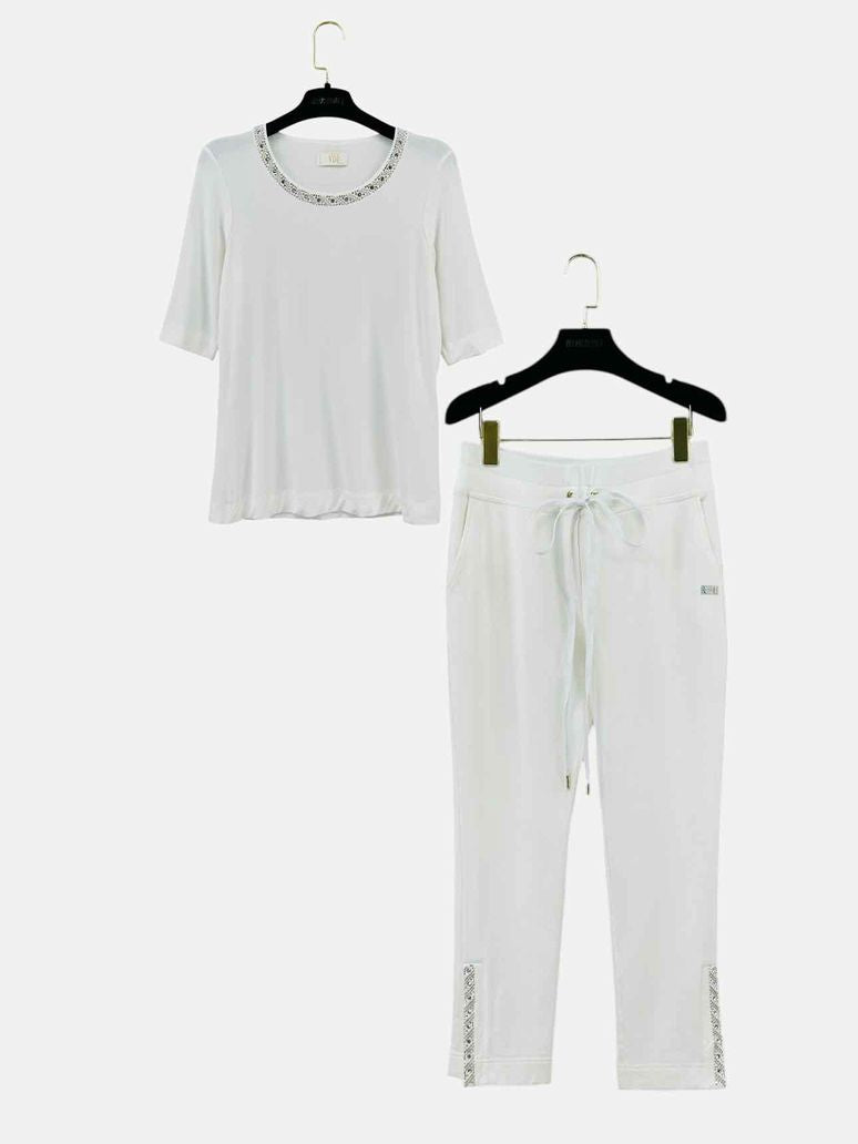 VDP Relaxed Fit White Size US 6 Top & Pants Outfit