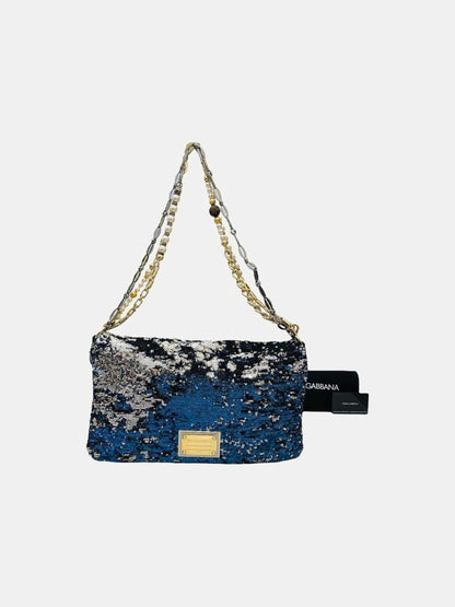 DOLCE & GABBANA Miss Charles Blue & Silver Shoulder Bag