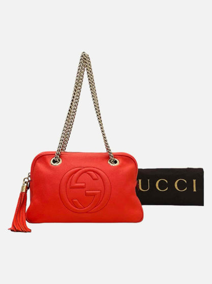 GUCCI Soho Chain Zip Red Shoulder Bag