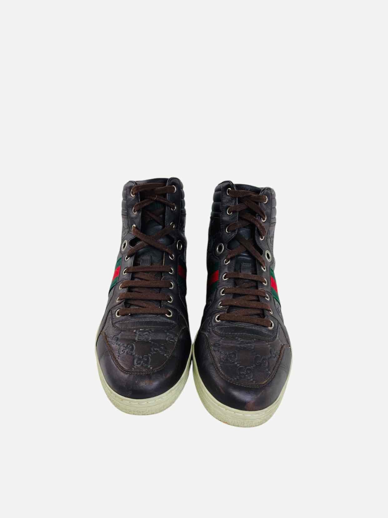 GUCCI Hi Top Brown Size EU 44.5 Sneakers
