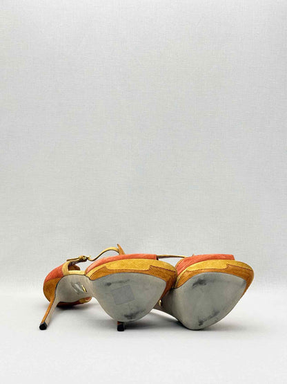 SERGIO ROSSI Tan & Orange Size EU 39.5 Platform Sandals
