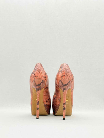 SERGIO ROSSI Pink & Brown Snakeskin Size EU 37 Pumps