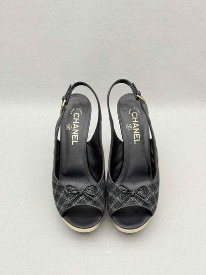 CHANEL Black Checkered Size EU 39 Slingbacks
