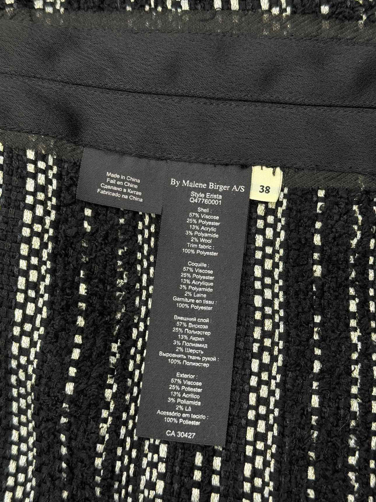 BY MALENE BIRGER Erista Black & White Size US 8 Jacket