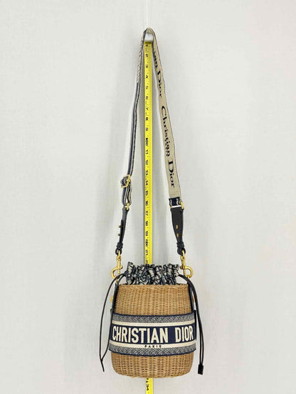 DIOR Wicker Blue & White Oblique Bucket Bag