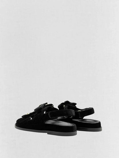 CHANEL Velvet Dad Black Quilted Size EU 42 Sandals
