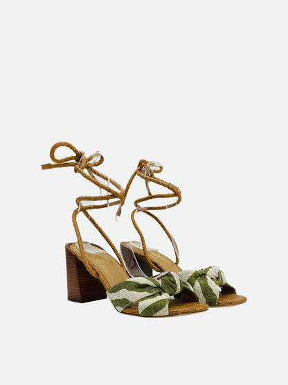 SAM EDELMAN Bodhi Green & White Heeled Sandals 37.5