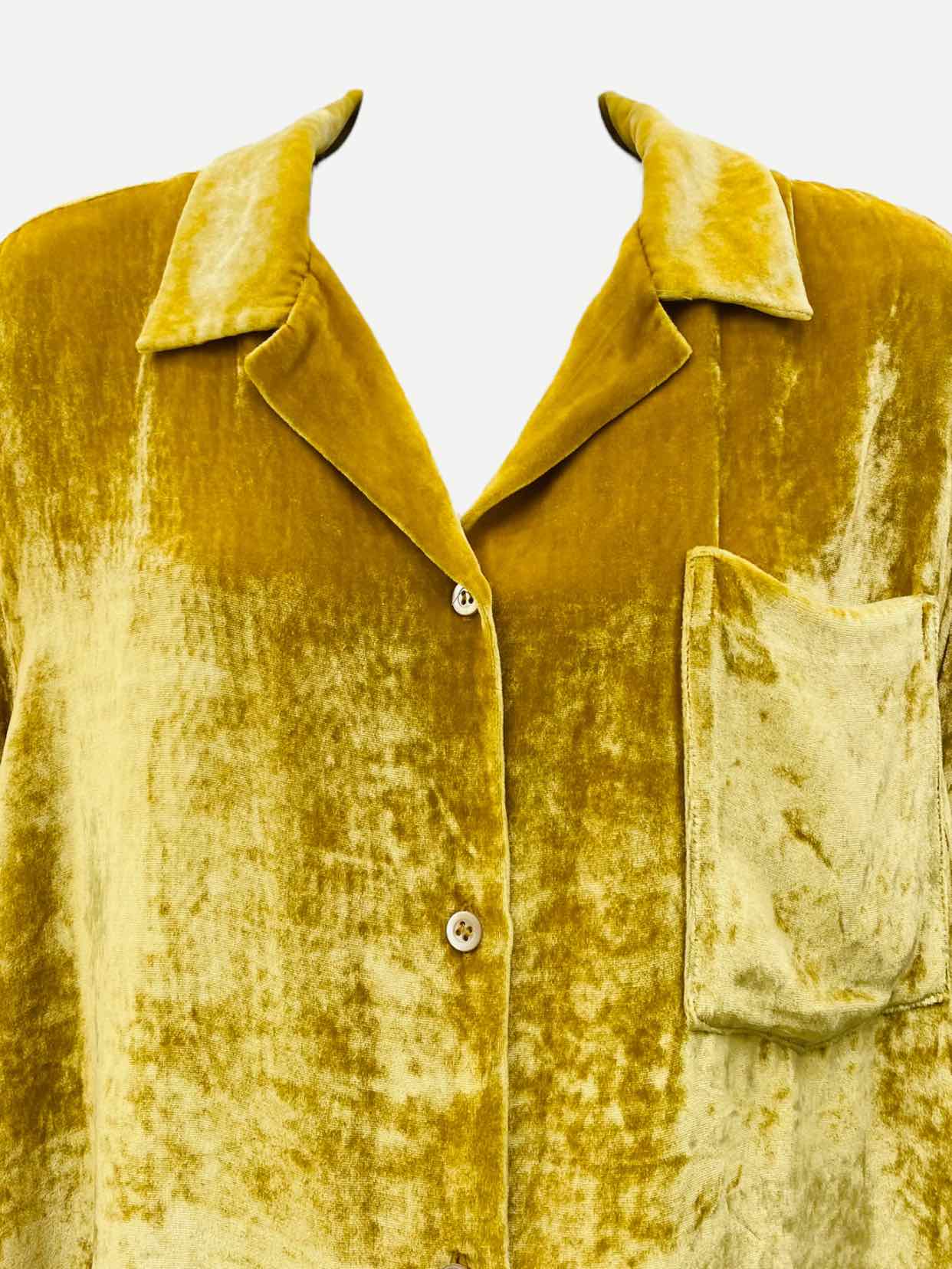 Pre - loved DRIES VAN NOTEN Velvet Yellow Shirt at Reems Closet